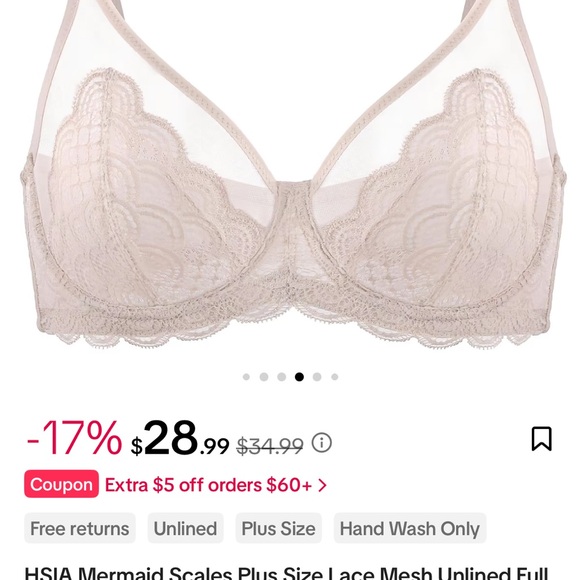 hsia Other - HSIA Lace Mesh Unlined Bra in Light Pink